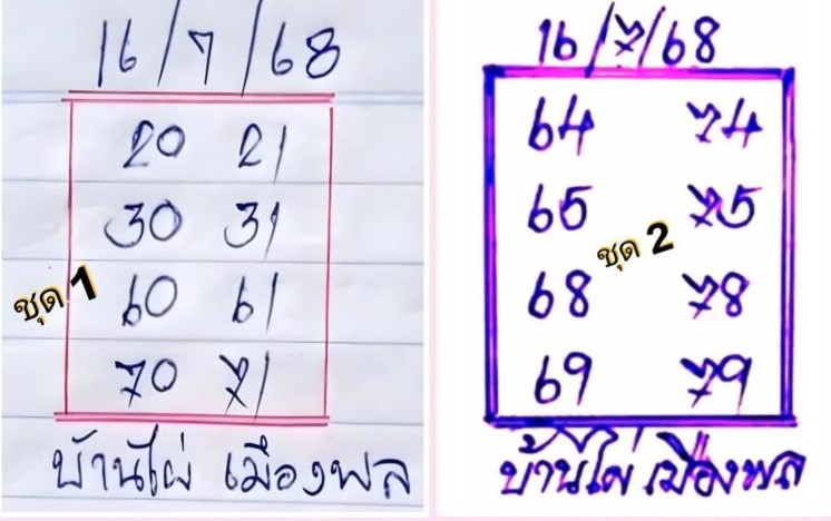 หวยบ้านไผ่เมืองพล 16/7/68